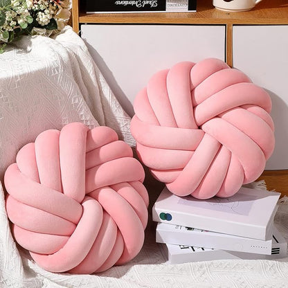 Fumete 2 Pcs 14 Inches Knot Pillow Round Throw Soft Plush Knot Ball Pillow - Image 5