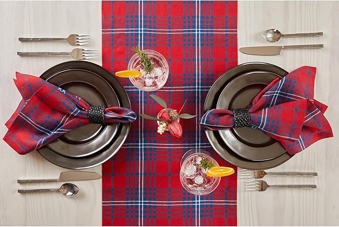 Solino Home Linen Tartan Plaid Table Runner 108 Inches Long - Image 3