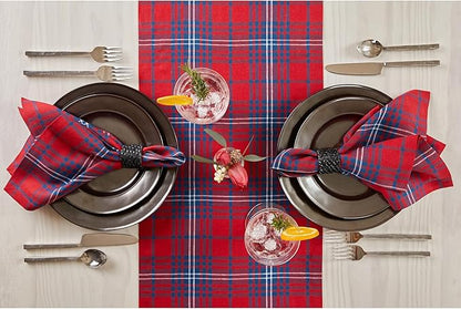 Solino Home Linen Tartan Plaid Table Runner 144 Inches Long - Image 3