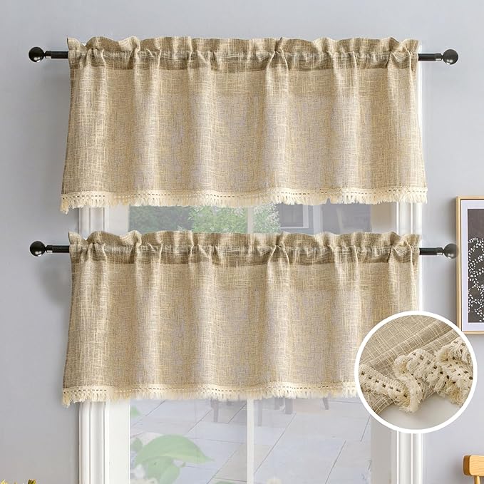 Beda Home Tassel Linen Textured Swag Valances by BedaHomeBedaLife