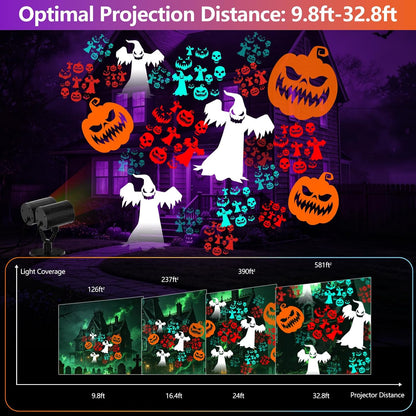 Halloween Projector Lights Outdoor Dynamic Halloween Decorations with Timer