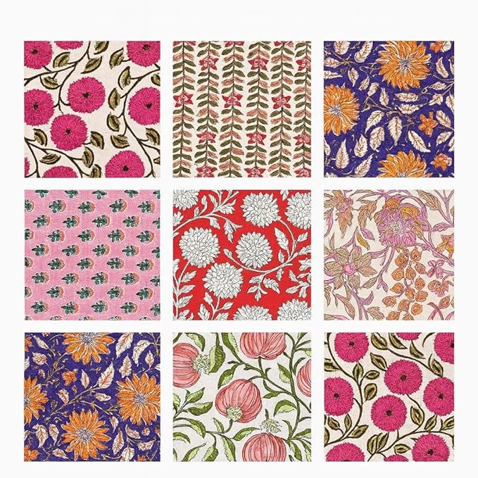 INDIANHANDICRAFTS 10 Pc Mix Lot Hand Block Print Napkin, 100% Cotton, 16x16 Inch - Image 3