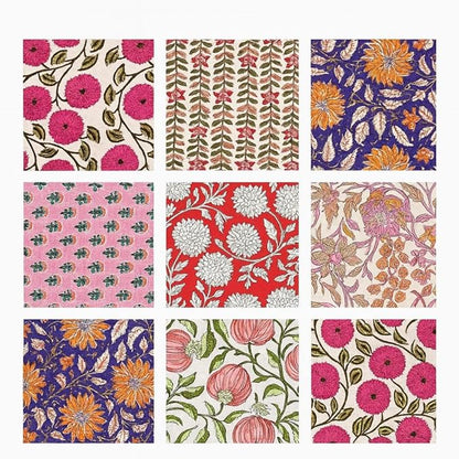 INDIANHANDICRAFTS 10 Pc Mix Lot Hand Block Print Napkin, 100% Cotton, 16x16 Inch - Image 3