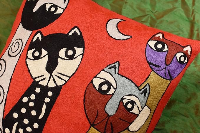Picasso Red Cat Pillow Cover Cute Kitty Decorative Pillowcase Abstract Cushion - Image 3