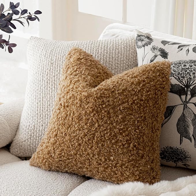 Foindtower 2 Pieces 16x16 Inch Bronze, Faux Fur Throw Pillow Cover Accent - Image 4