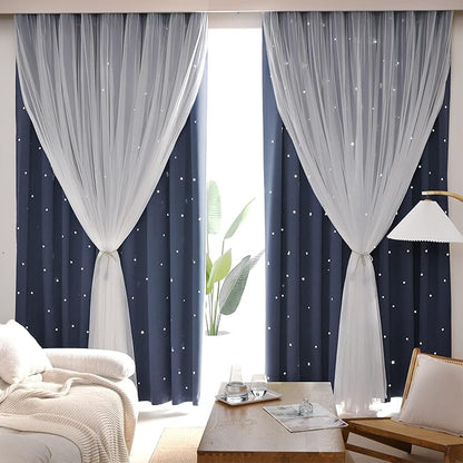 Kinryb Kids Blackout Curtains for Bedroom/Living Room/Classroom, Sheer Overlay by Kinryb
