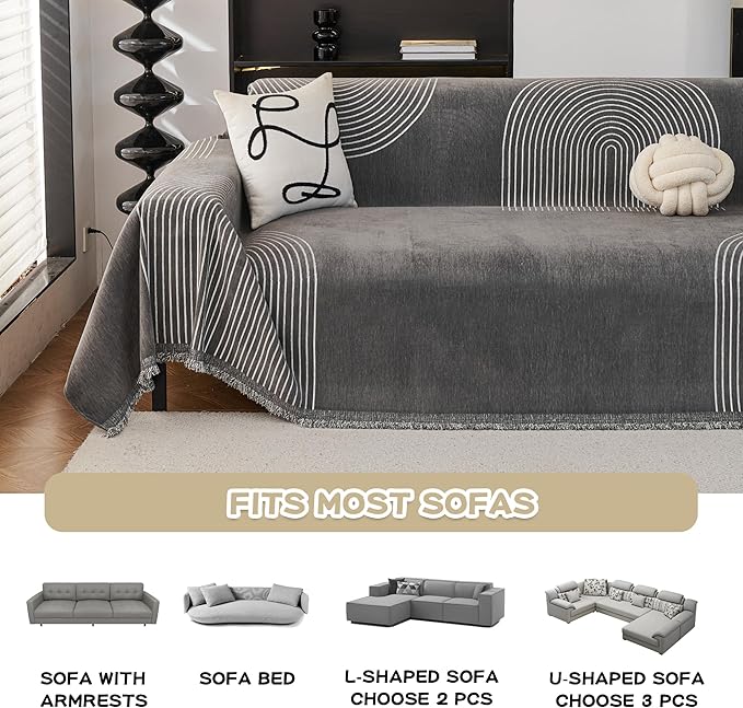 MEETSKY Couch Cover Sofa Cover Washable, Chenille Sofa Covers - Image 7