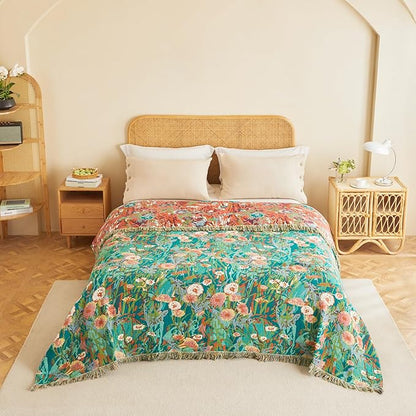 MSGKV Boho Throw Blanket 60"x80" Floral Blankets - Image 8