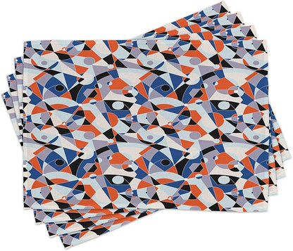 Ambesonne Mid Century Place Mats Set of 4, Mosaic of Various Shapes and Colors by Ambesonne