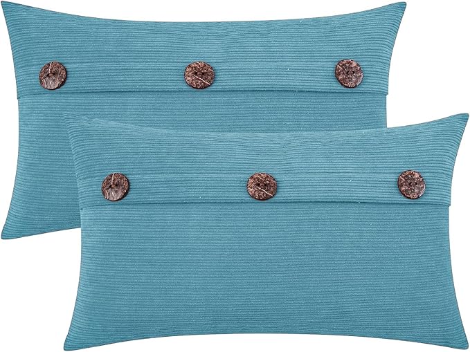 HWY 50 Smoke Blue Chenille Throw Pillow Covers 12x20 Inch by HWY50