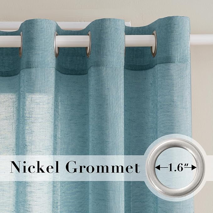 H.VERSAILTEX Linen Curtains Natural Linen Semi-Sheer Curtains Nickel Grommet - Image 2