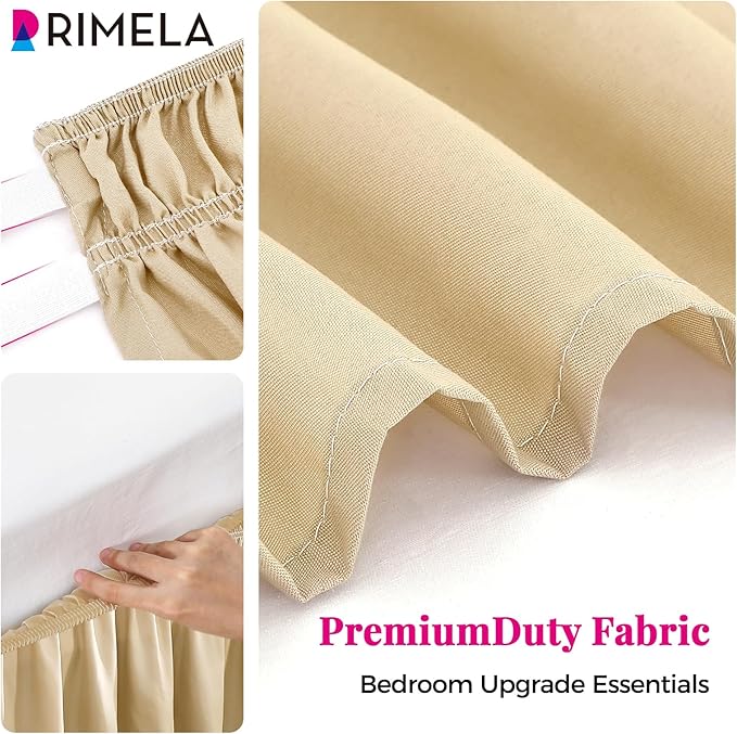RIMELA Beige Bed Skirt King Size 15 Inch Drop, Wrap Around Elastic Bedskirt - Image 8