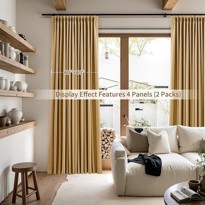 Pinch Pleated Linen 100% Blackout Curtains 90 Inches - Image 8