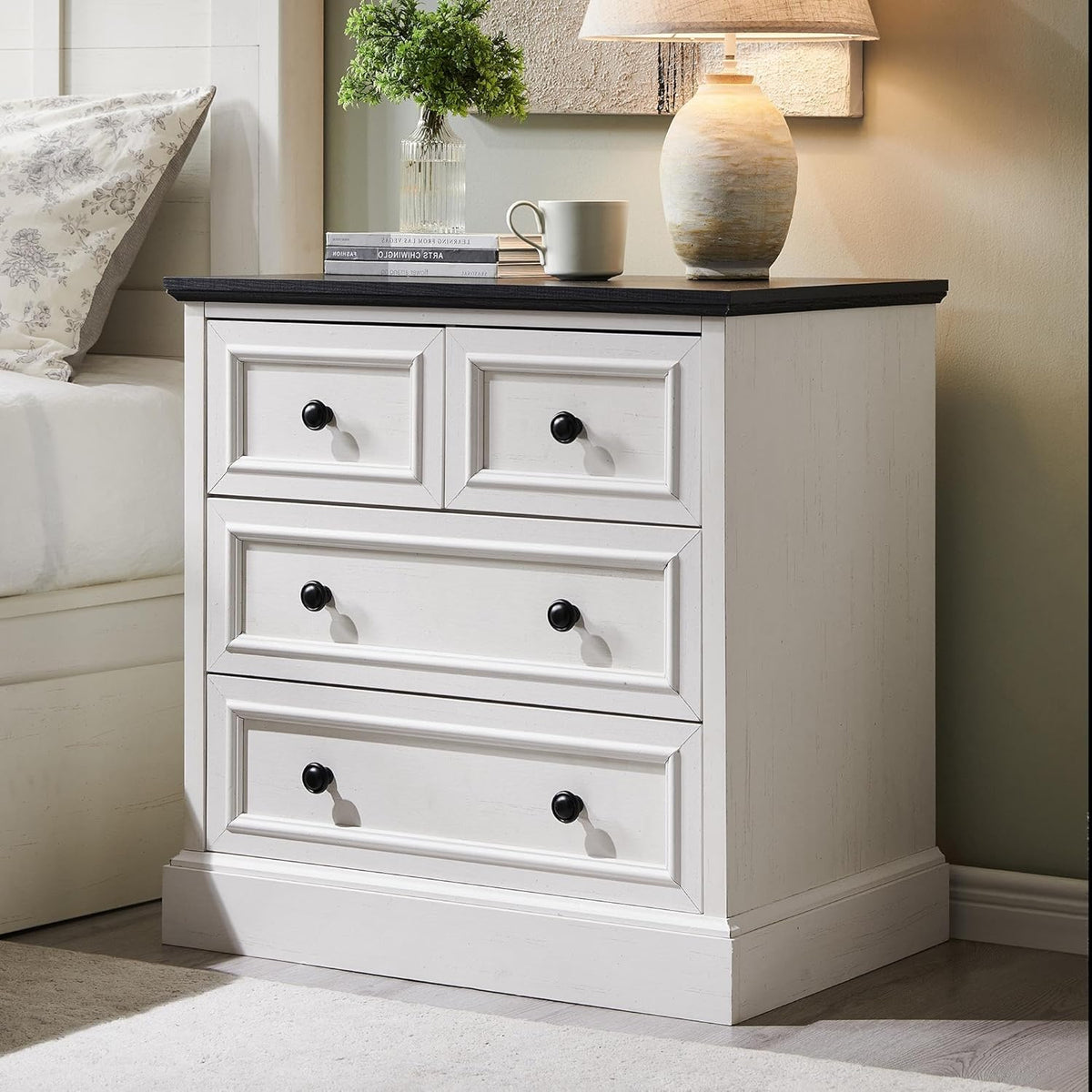 accohoho 26" wide farmhouse nightstand with charging station, main product view