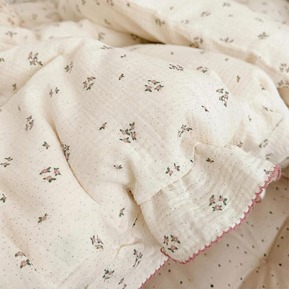 BuLuTu 100% Cotton Muslin Crib Duvet Cover for Infant Boys Girls Baby Toddler Bed Muslin Duvet Covers,Nursery Decoration,47"x59", Primrose Print (No Filler)