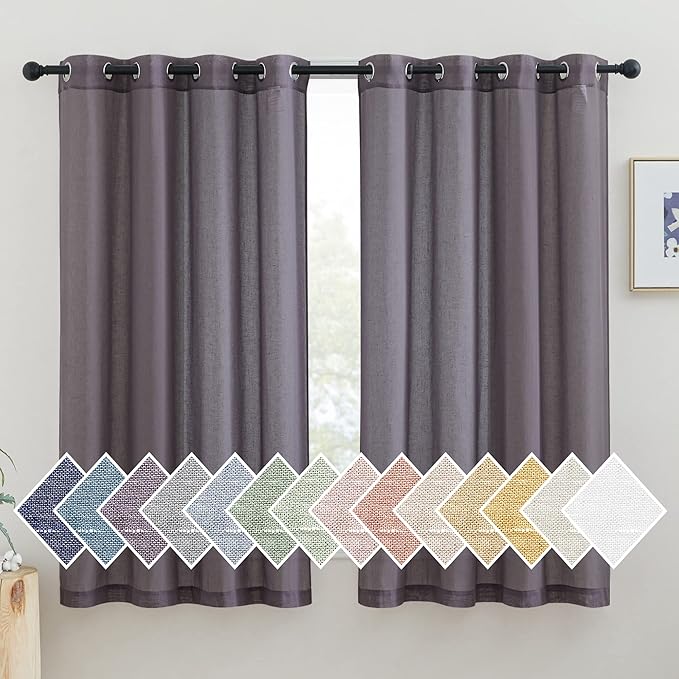 NICETOWN Linen Curtains for Bedroom, Grommet Semi Sheer Privacy by NICETOWN
