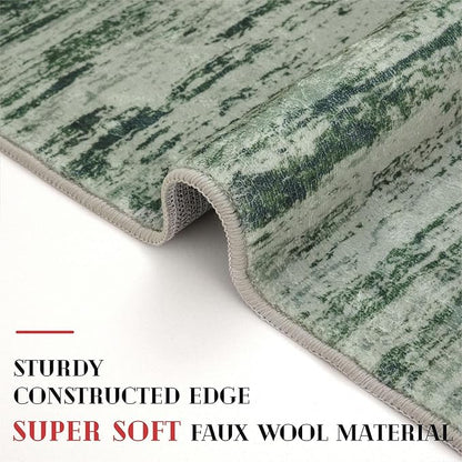 Modern Abstract Runner Rug 2x5, Forest Green Washable Kitchen Runner Entryway - Image 4