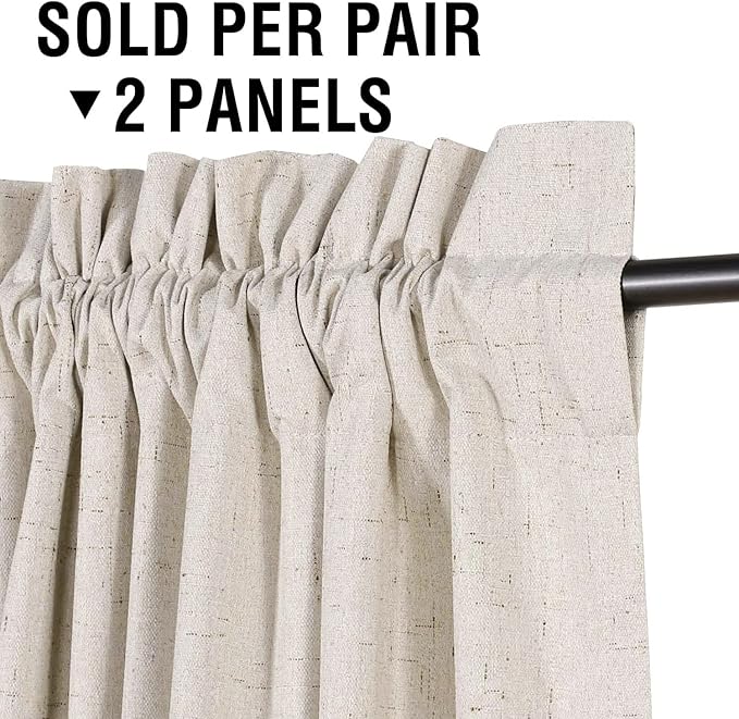 H.VERSAILTEX Linen Look 100% Blackout Curtains 95 Inches Long - Image 2