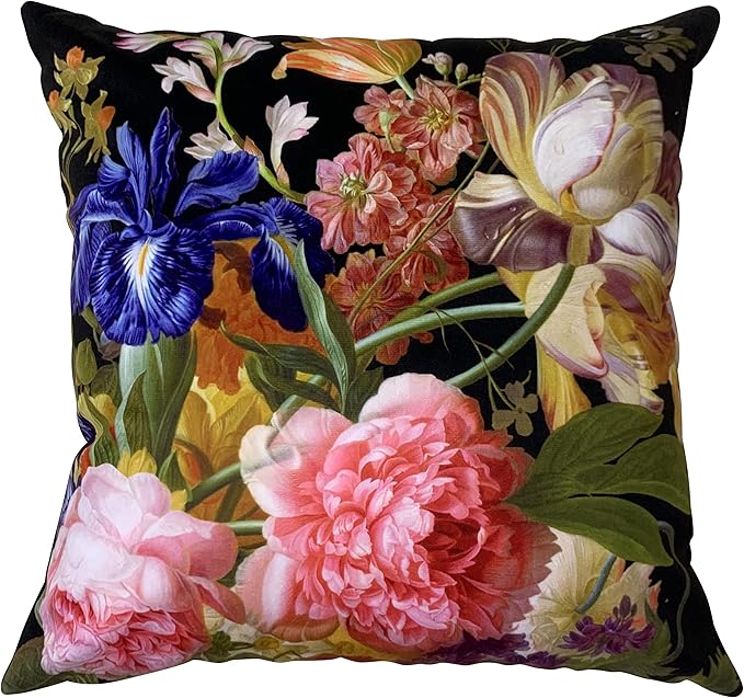 European Classic 20x20 Floral Oil Painting Pillow Cover, Double-Sided Plush by whooplaArt