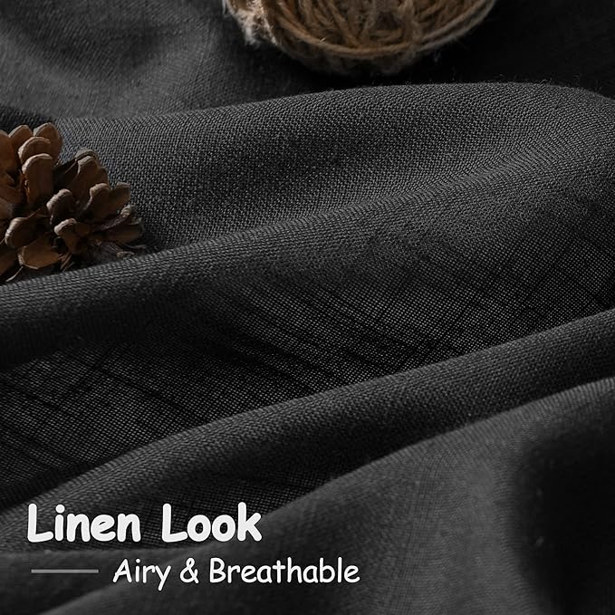 Balck Sheer Linen Curtains 94 inch Length - Image 5