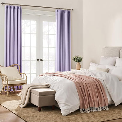 KEQIAOSUOCAI Lilac Blackout Curtain Drapes Pleated - Image 4
