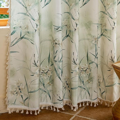 ENJOYBRIDAL White Floral 63 Inch Curtains 2 Panel Set Bedroom Boho Drapes Semi - Image 5