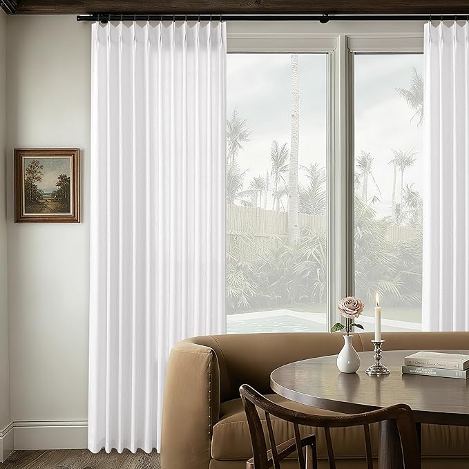 Pinch Pleated Extra Wide Curtain Panels 90 Inches Long 72 Wide Linen Curtain - Image 8