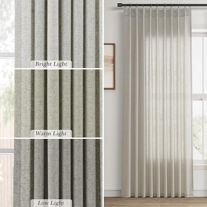 Silver Pinch Pleat Linen Curtains 102 Inch Length 2 Panels Set - Image 4