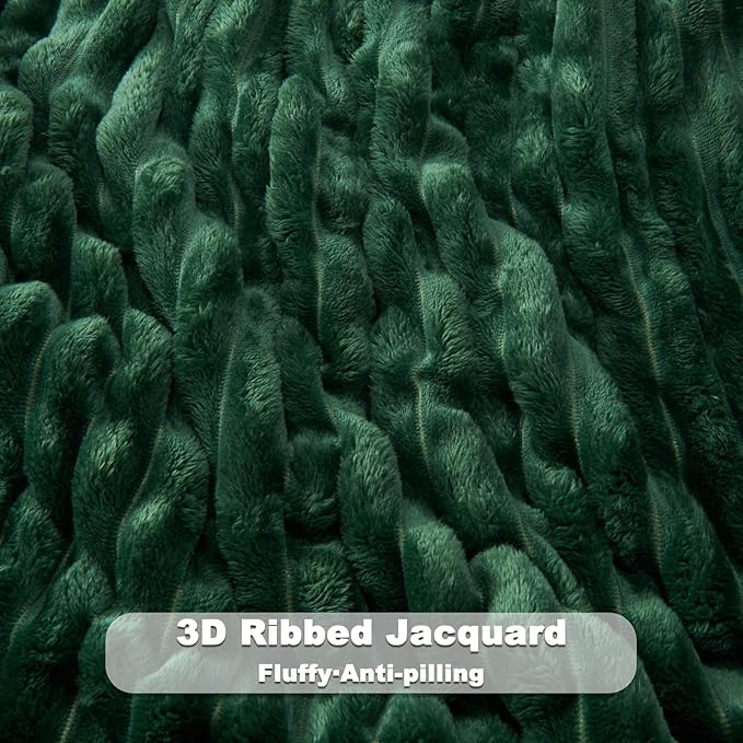 NEWCOSPLAY Super Soft King Blanket Dark Green Premium Silky Flannel Fleece 3D - Image 5