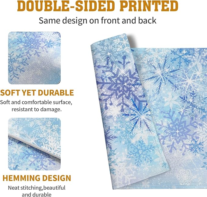 Blue Snowflake Winter Placemats Set of 4 Xmas Snow Place Mat Merry Christmas - Image 5