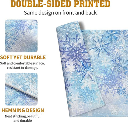 Blue Snowflake Winter Placemats Set of 4 Xmas Snow Place Mat Merry Christmas - Image 5