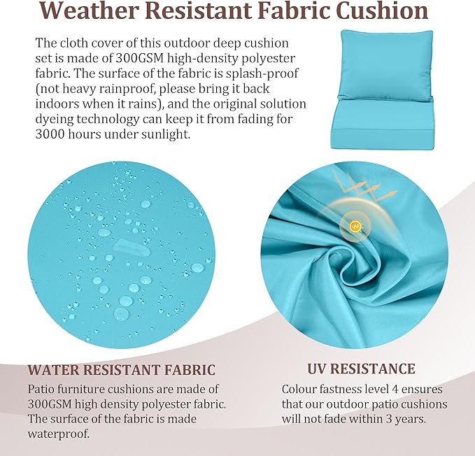 Waterproof Outdoor Chair Cushion Set of 4, Outdoor Cushions - Image 4