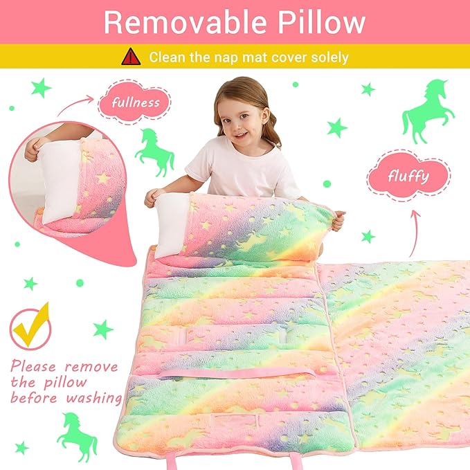 Toddler Nap Mat with Pillow and Blanket, Extra Large Rolled Napping Mats - Image 6