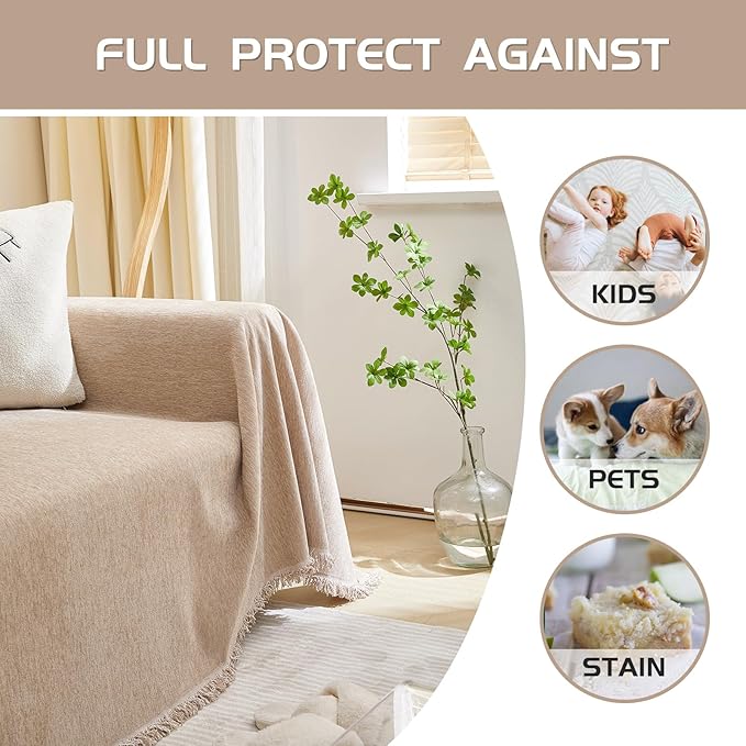 MEETSKY Couch Covers for 3 Cushion Couch Sofa Furniture Covers Pet Sofa Covers - Image 3