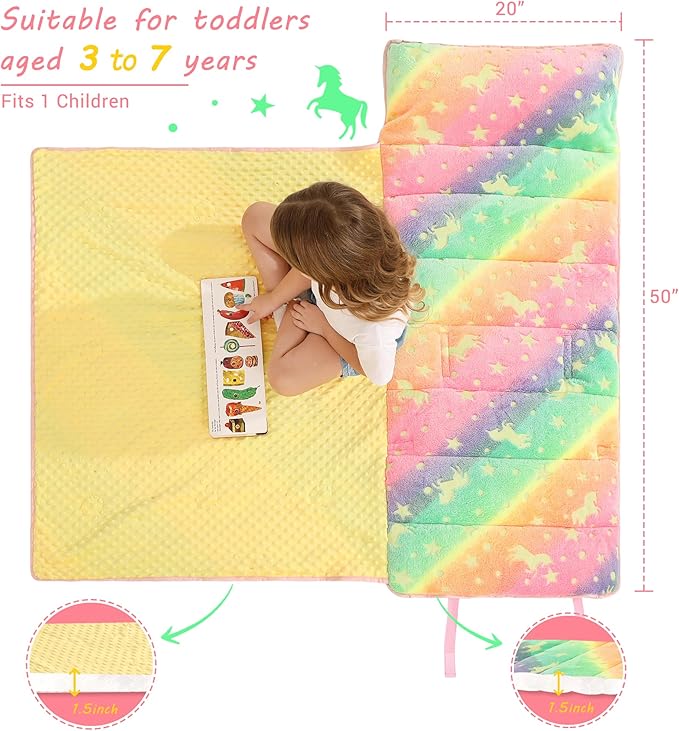 Toddler Nap Mat with Pillow and Blanket, Extra Large Rolled Napping Mats - Image 5