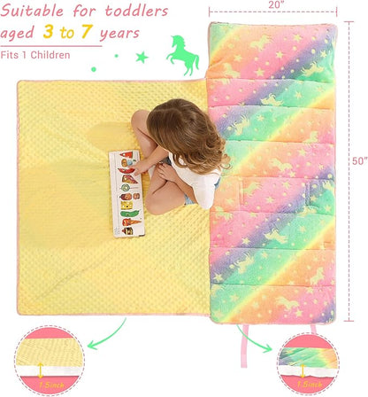 Toddler Nap Mat with Pillow and Blanket, Extra Large Rolled Napping Mats - Image 5