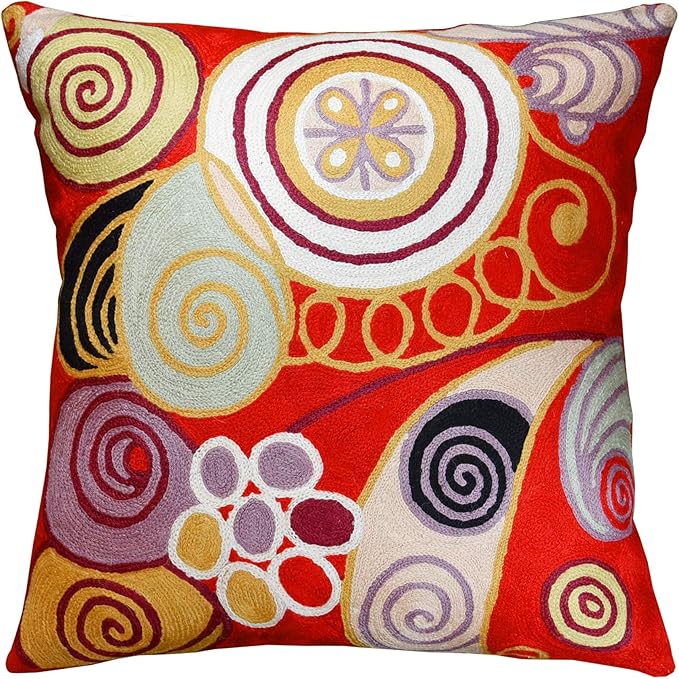 Hilma Al Klint Red Pillow Cover Modern Red Pillowcase Abstract Chair Cushion by Kashmir+Designs