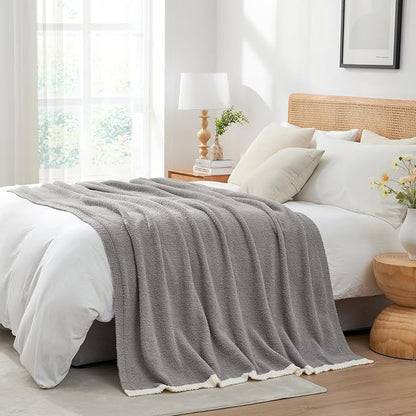 Snuggle Sac Grey Throw Blanket for Couch Bed Sofa 60x80 inches, Reversible Grey - Image 5
