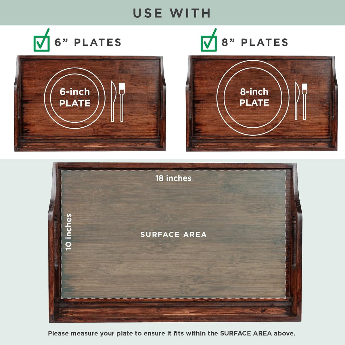 rossie home large wood bed tray – java, close-up detail