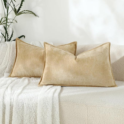 Stellhome Lumbar Chenille Throw Pillow Covers Set of 2 Super Soft Textured by Stellhome