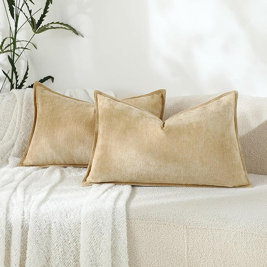Stellhome Lumbar Chenille Throw Pillow Covers Set of 2 Super Soft Textured by Stellhome