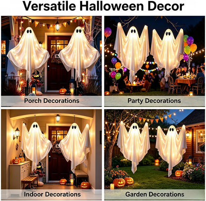2 Pack 47.25" Light Up Hanging Ghost Halloween Decorations Outdoor Indoor