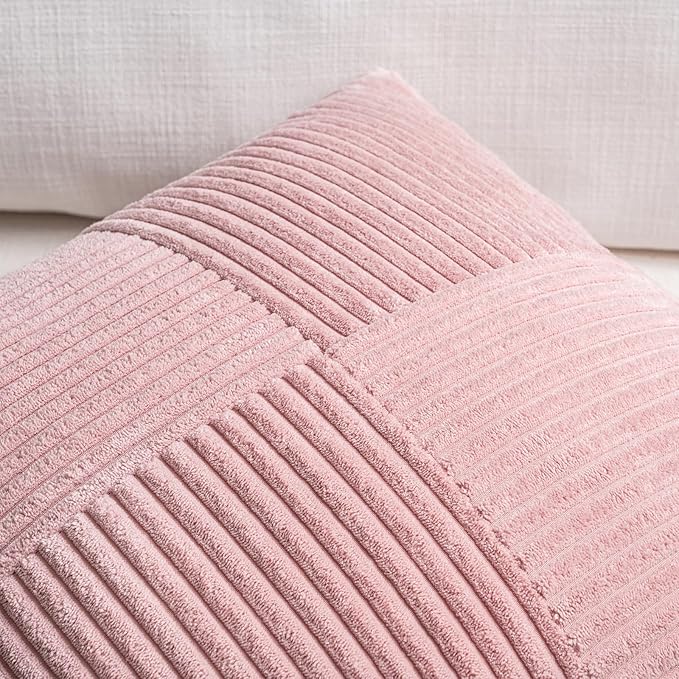 Fancy Homi 2 Packs Blush Pink Lumbar Decorative Throw Pillow Covers 16x28 Inch - Image 3