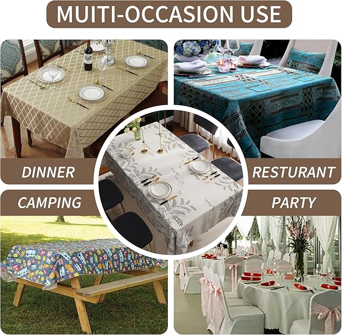 Square Table Cloth, 100% Waterproof Tablecloth OilProof SpillProof Vinyl Table - Image 7