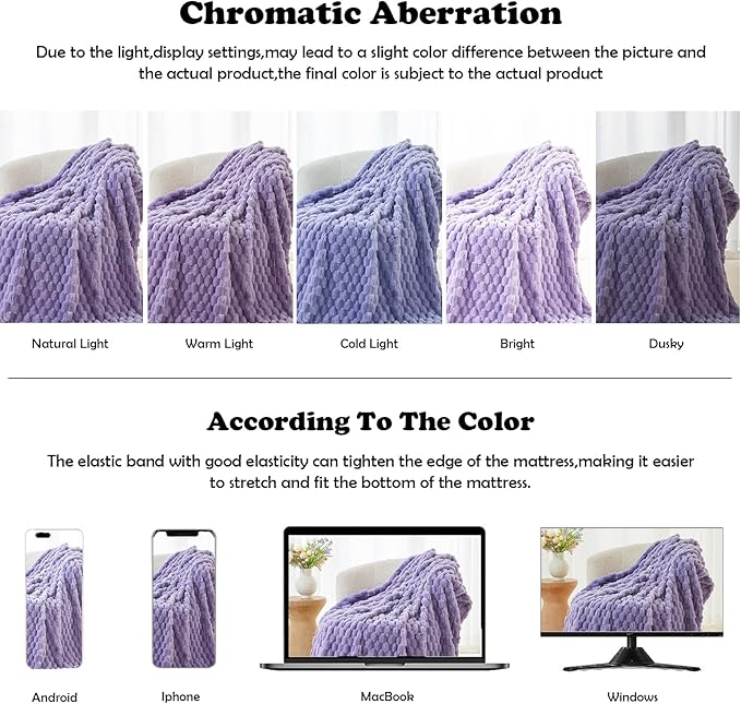 NEWCOSPLAY Super Soft King Blanket Lavender Premium Silky Flannel Fleece 3D - Image 6