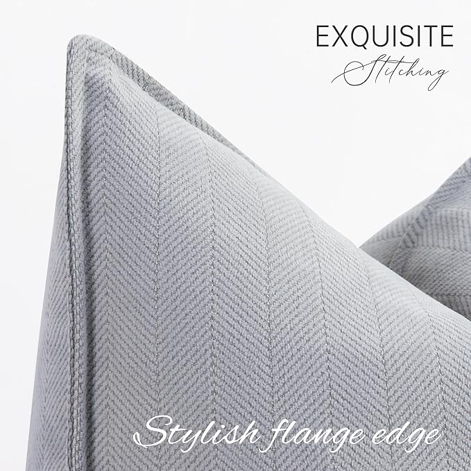 ZWJD Light Gray Pillow Covers 16x16 Set of 2 Chenille Throw Pillow Covers - Image 4