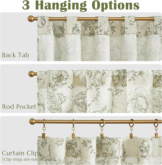 jinchan Linen Floral Tier Curtains 45 Inch Christmas Decorations Farmhouse - Image 8