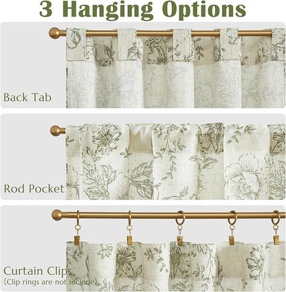 jinchan Linen Floral Tier Curtains 45 Inch Christmas Decorations Farmhouse - Image 8
