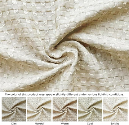 MIYE Pleated Waffle Weave Bed Skirt, Tailored Dust Ruffle 12 Inch Drop Easy Fit - Image 2