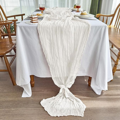 IVAPUPU 4 Pcs Cheesecloth Table Runner - 10ft Ivory White Boho Gauze Cheese - Image 4